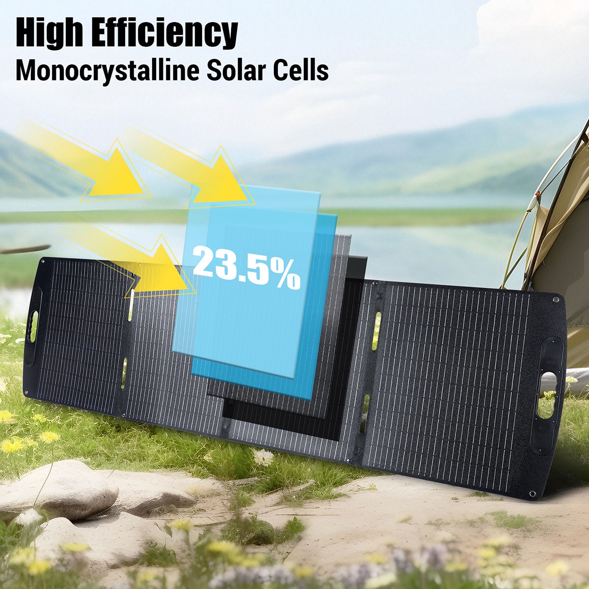 200W Mono Solar Panel Foldable Solar Blanket Adjustable Kickstand for Outdoor RV