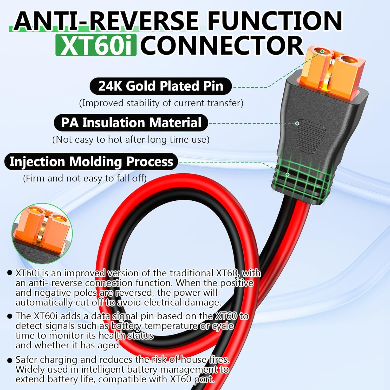 Solar to Xt60I Extension Cable 10AWG 30FT Xt60I Female to Male Connector for RV