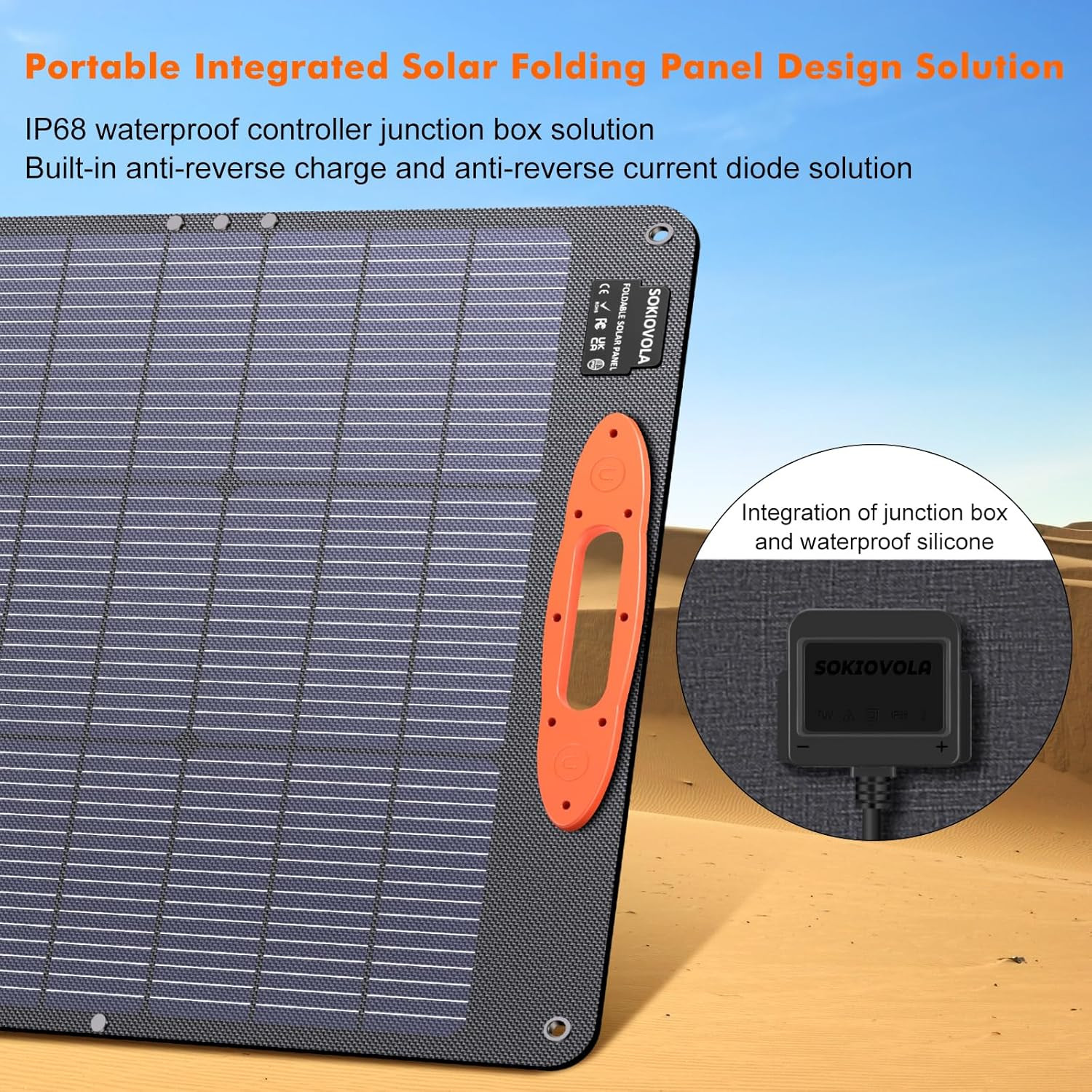 SOKIOVOLA N-Type 16BB 200W Portable Solar Panel for Ef/Jackery/Bluetti/Anker Pow
