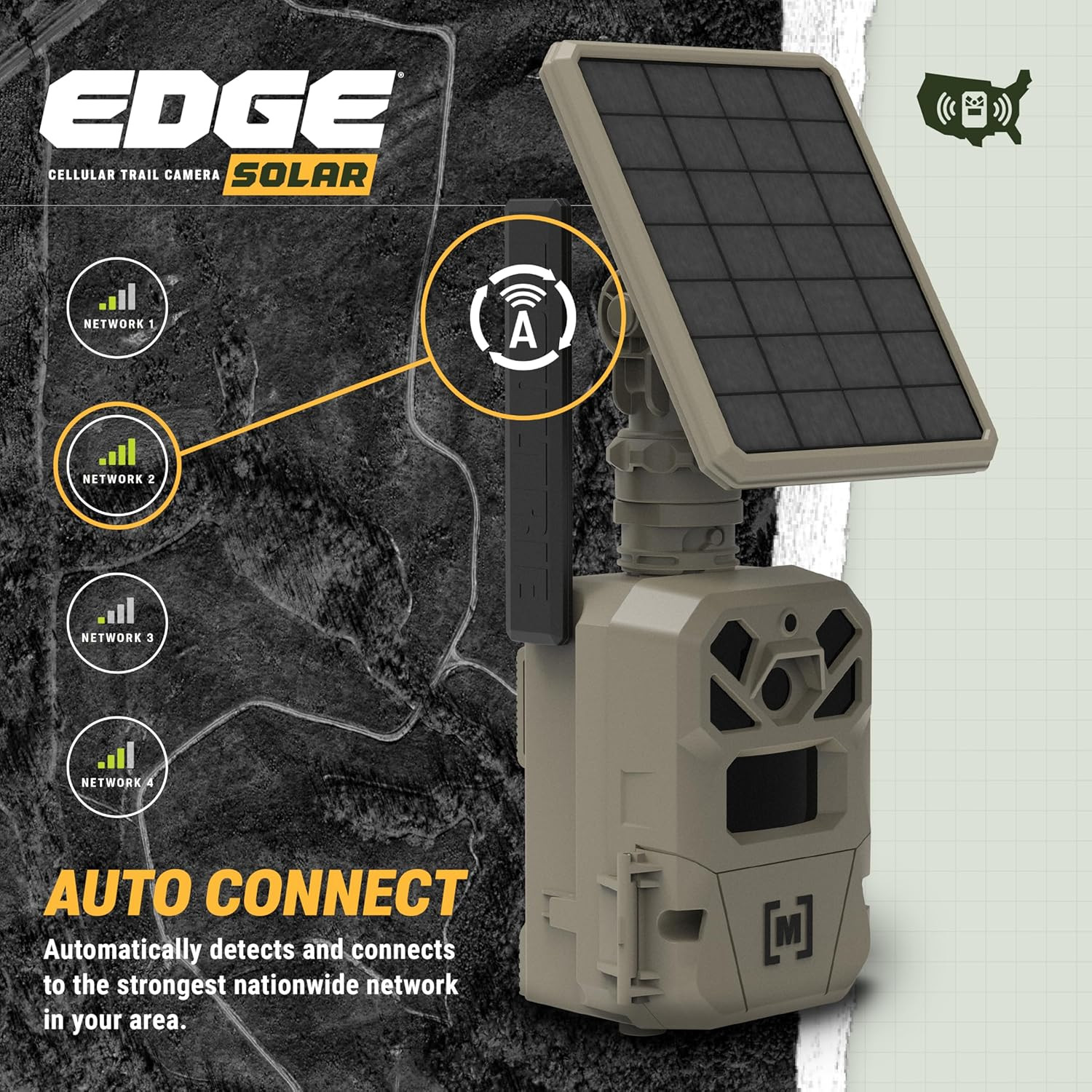 Edge Solar Trail Camera – 40MP, 1080P Video, Low-Glow Flash, Auto-Connect