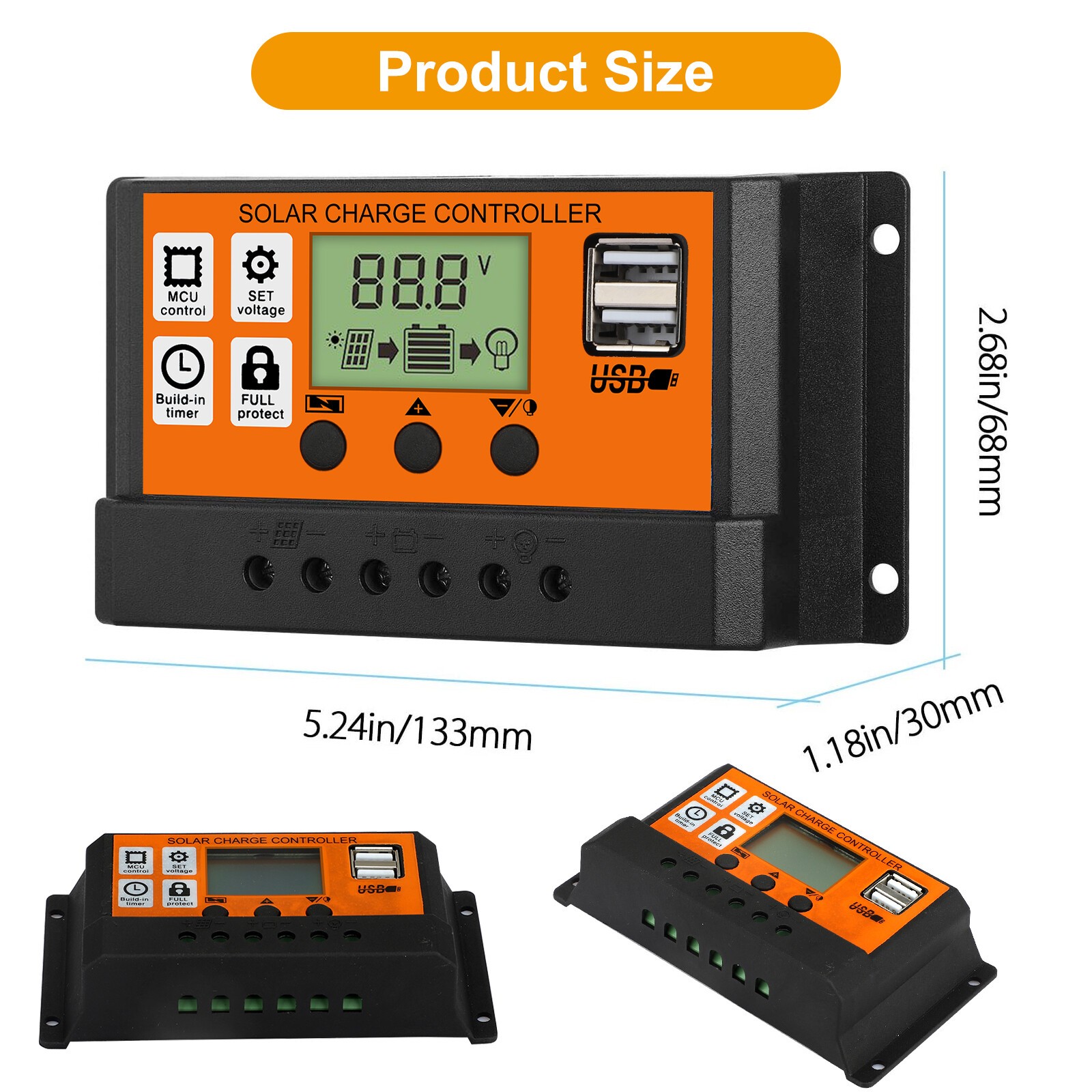 MPPT Solar Panel Kit Charge Controller Battery Regulator 12/24V Auto Focus 100A