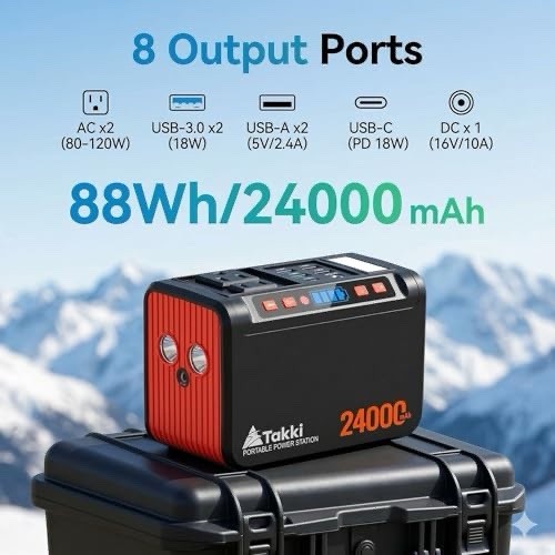 Takki 88.8Wh Portable Power Station Lithium Battery Solar Generator Power Bank