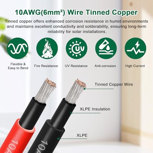 Solar PV Extension Cord 50FT 10AWG Waterproof Connector