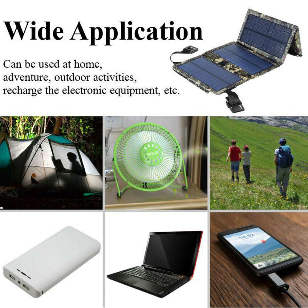Portable 80W Solar Panel Folding Power Bank Outdoor USB Phone Charger For Hiking