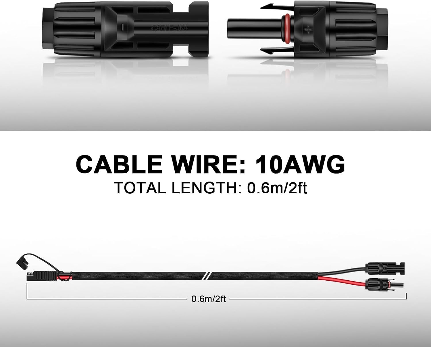 DC Power Battery Charger Kit 2FT 10AWG SAE Extension Cable