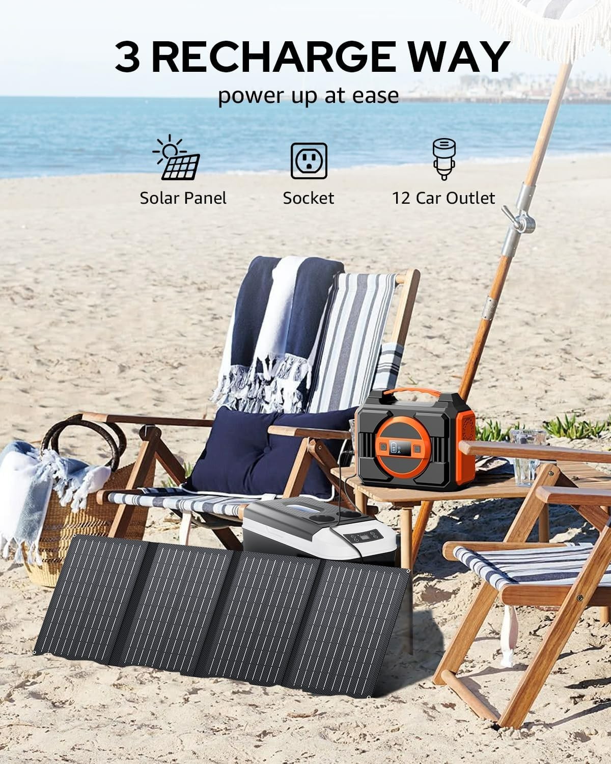 Solar Powered Generator 300W Rated, Portable Solar Generator Power Station with