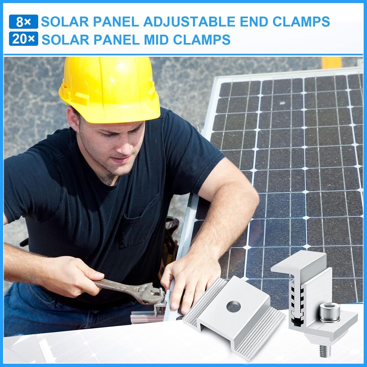 48 abrazaderas intermedias paneles solares de 35 50 mm aluminio de 1.06 pulgadas