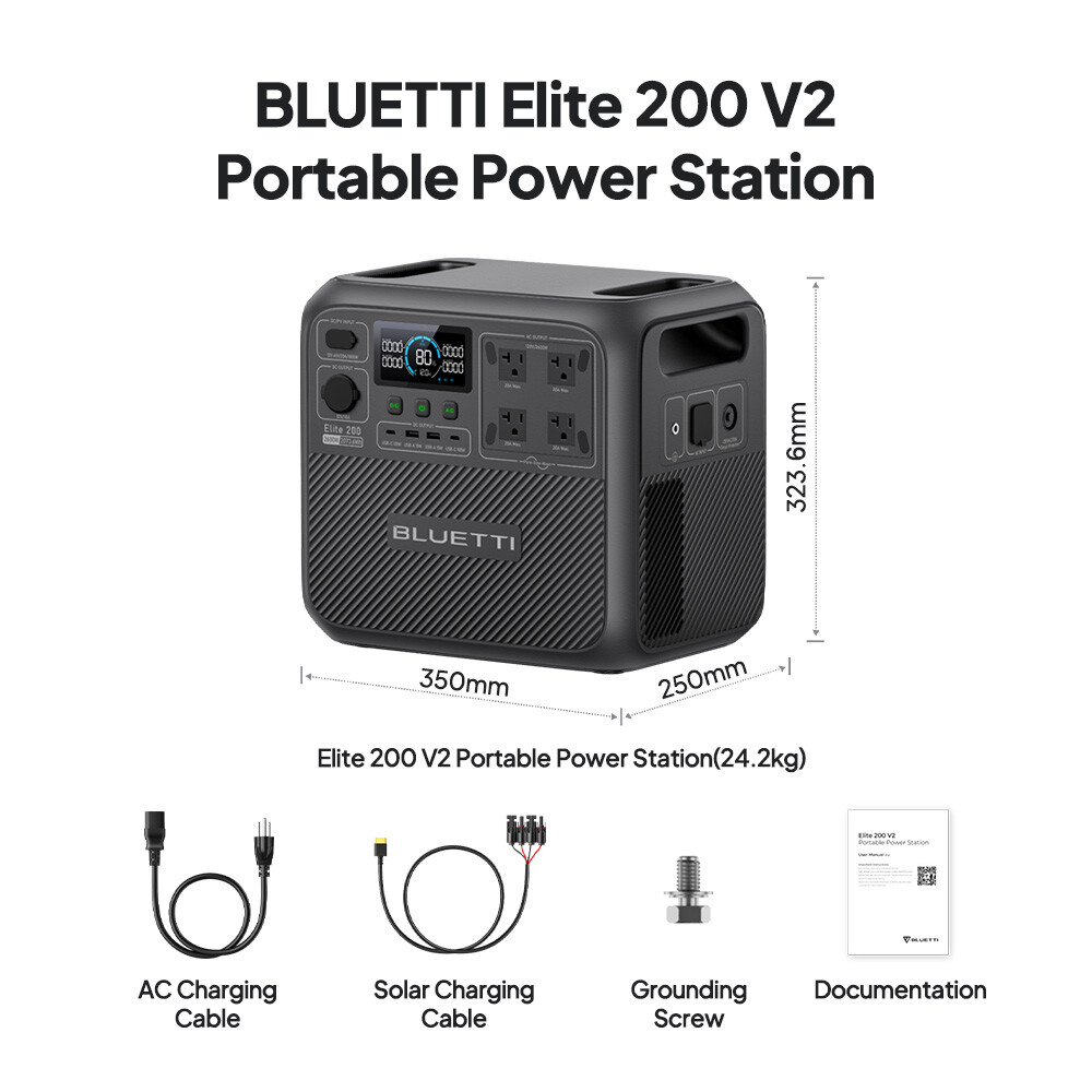 BLUETTI Elite 200 V2 2600W 2073Wh Power Station LFP for Camping / Off-Grid