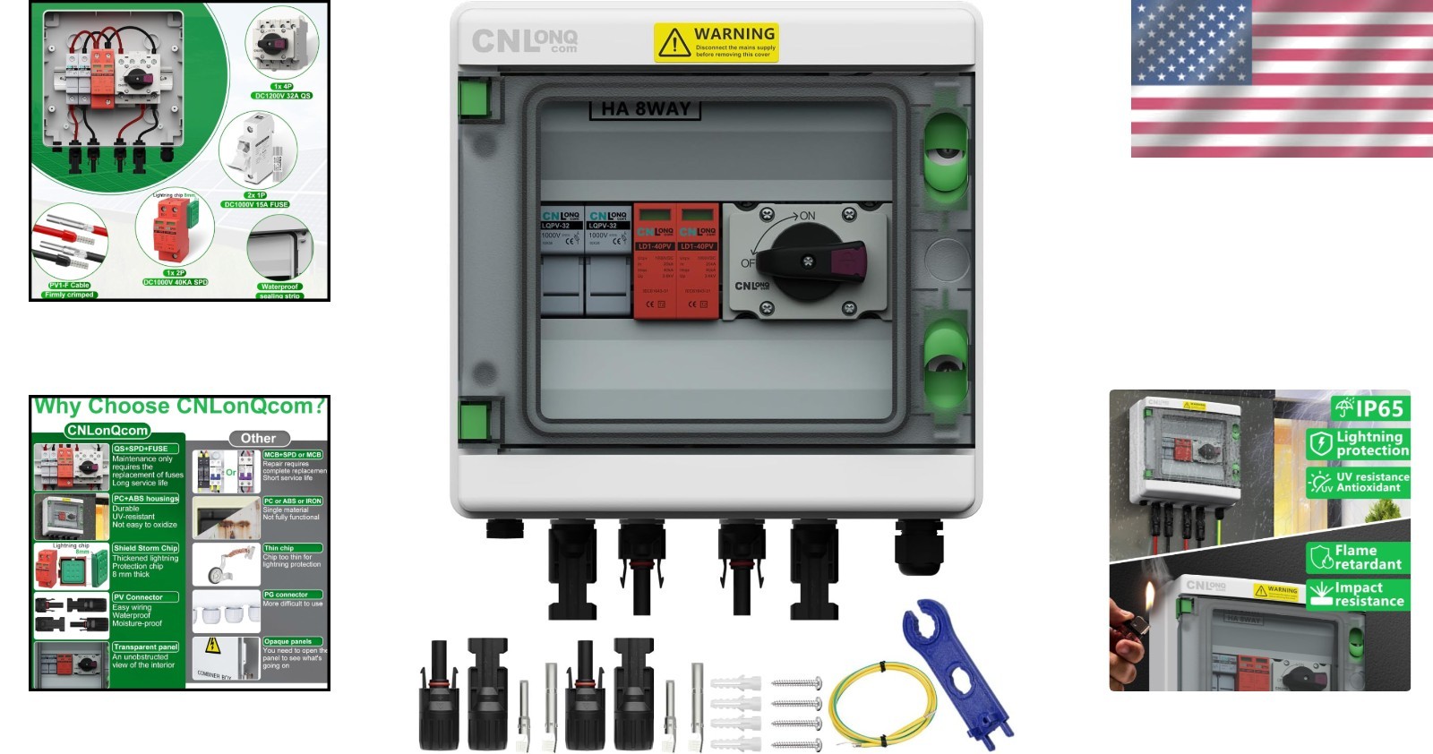 Solar Panel Surge Protector Box – 32A Circuit Breaker, Fuses