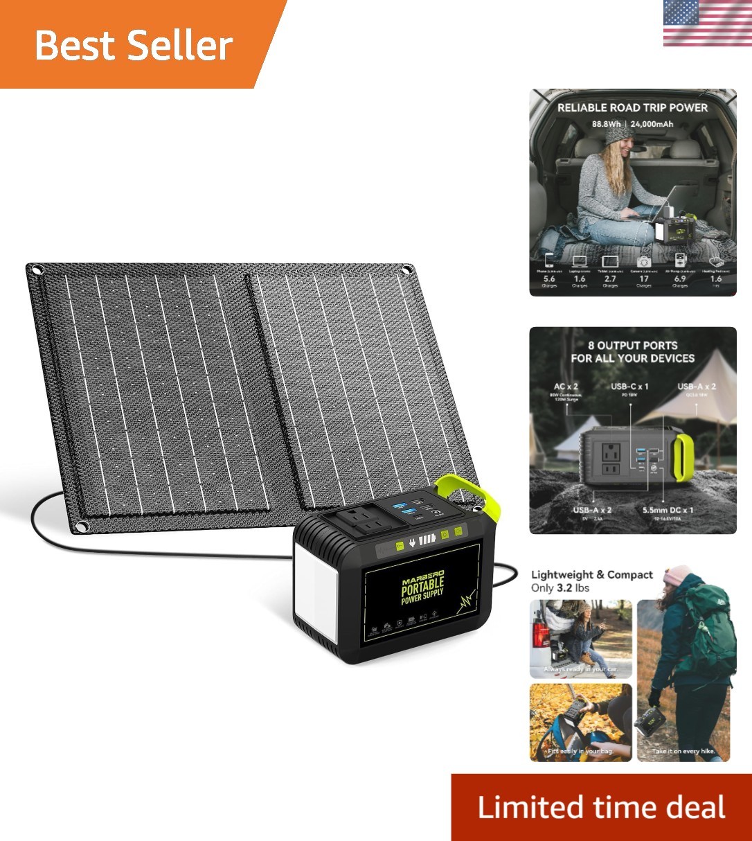 88.8Wh Solar Generator with 21W Panel – Portable Power for Camping & Emergencies