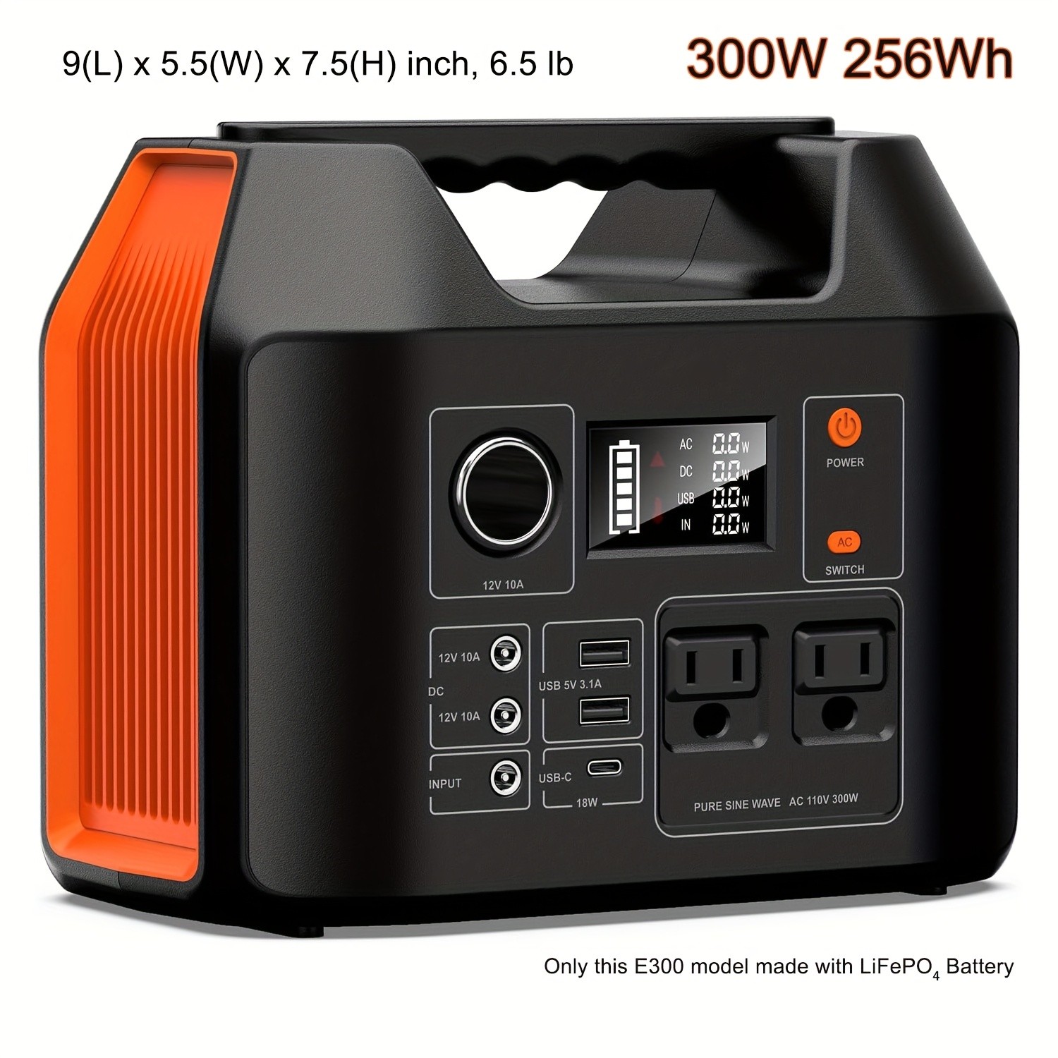 300W/100W Portable Power Station Solar Generator w/ AC DC USB LED for Camping RV