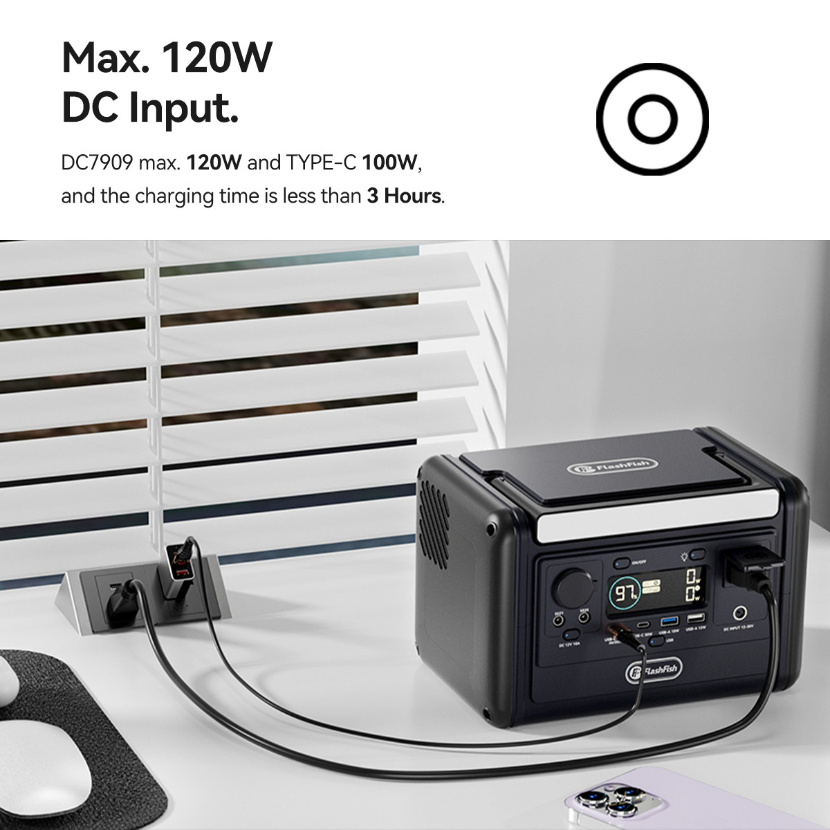 Flashfish T300PRO Portable Power Station 300W 230Wh LiFePO4 With Solar Panel 60W