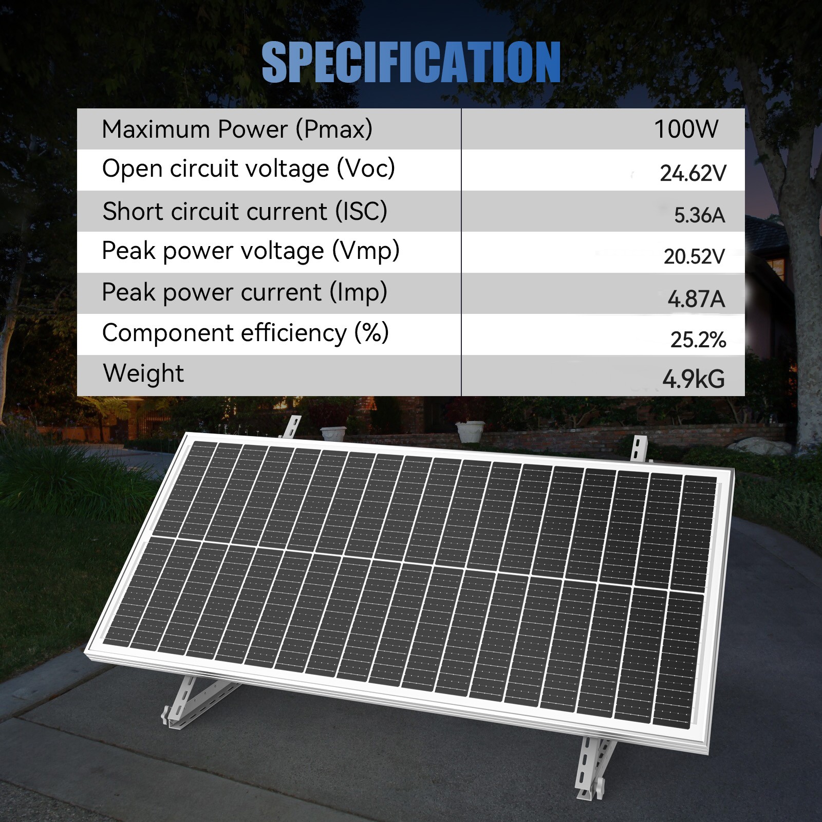 Rvpozwer 100W Watt 12v Monocrystalline Solar Panel 18BB Cell RV Home Off Grid US
