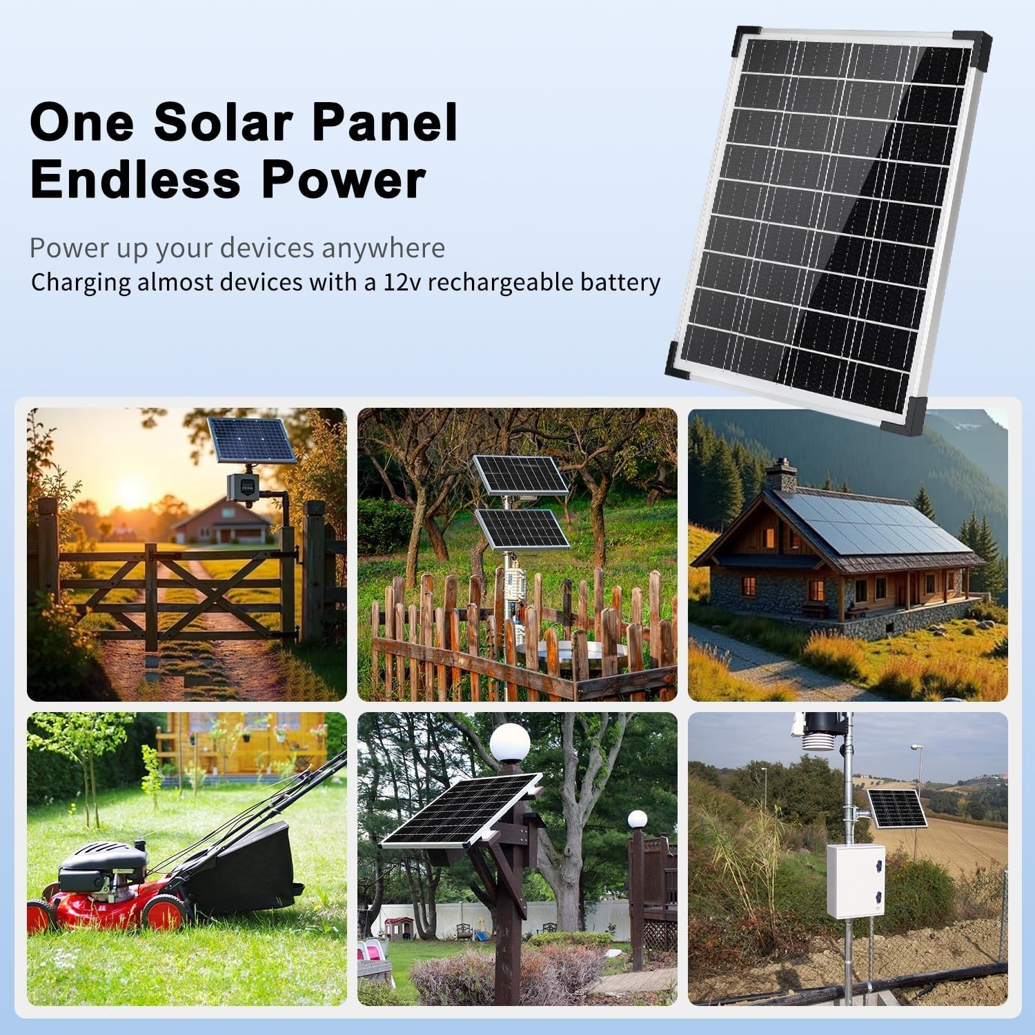 Solar Panel Kit 20W 12V, Solar Battery Charger with 10A Charge Controller and…