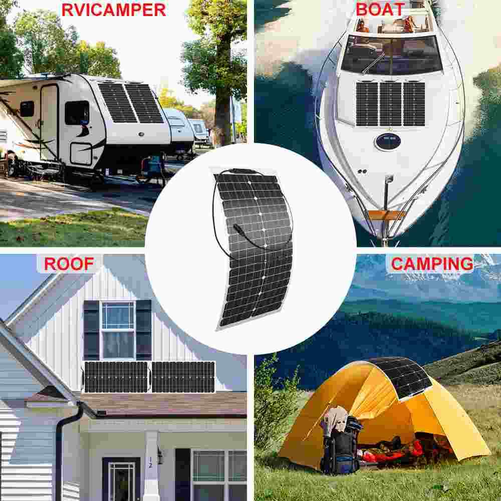 150-600W Solar Panel Mono 12V Car/RV/Home/Boat PV Battery Power Charge Off Grid