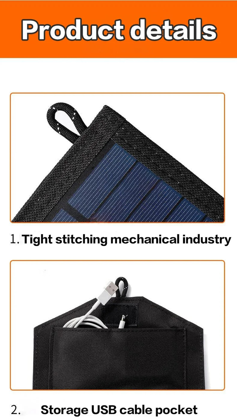 6-Fold 800W Foldable Solar Panel Portable Solar Panels Charger USB 5V DC Full Ti