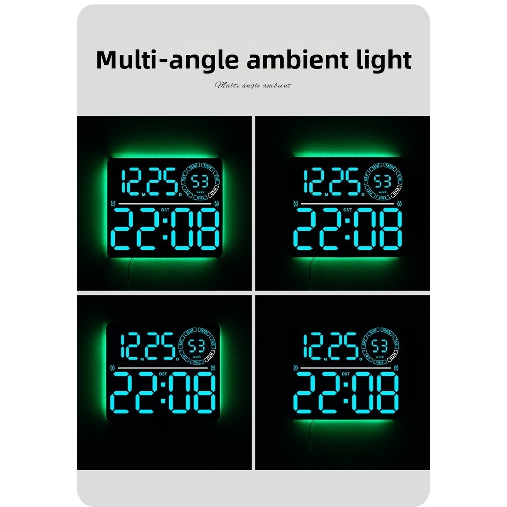 RGB Color Changing LED Wall Clock with Large Display Calendar for Living Room