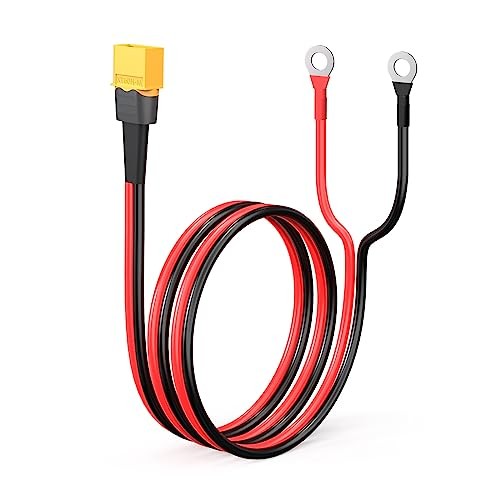 XT60 to O Ring Terminal Cable Connector Cable 2FT 10AWG XT60 Male to O Ring
