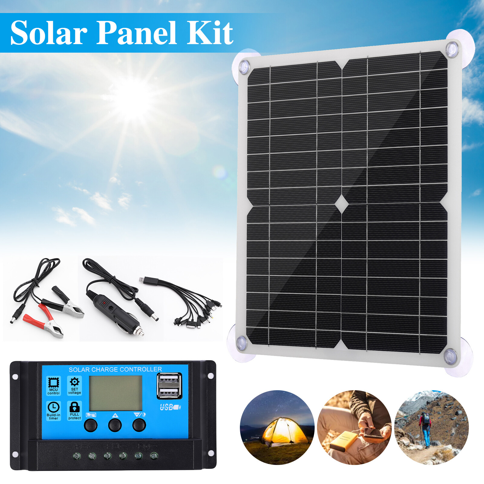 12V 200 Watts Solar Panel Kit100A Battery Charger with Controller Caravan Boat