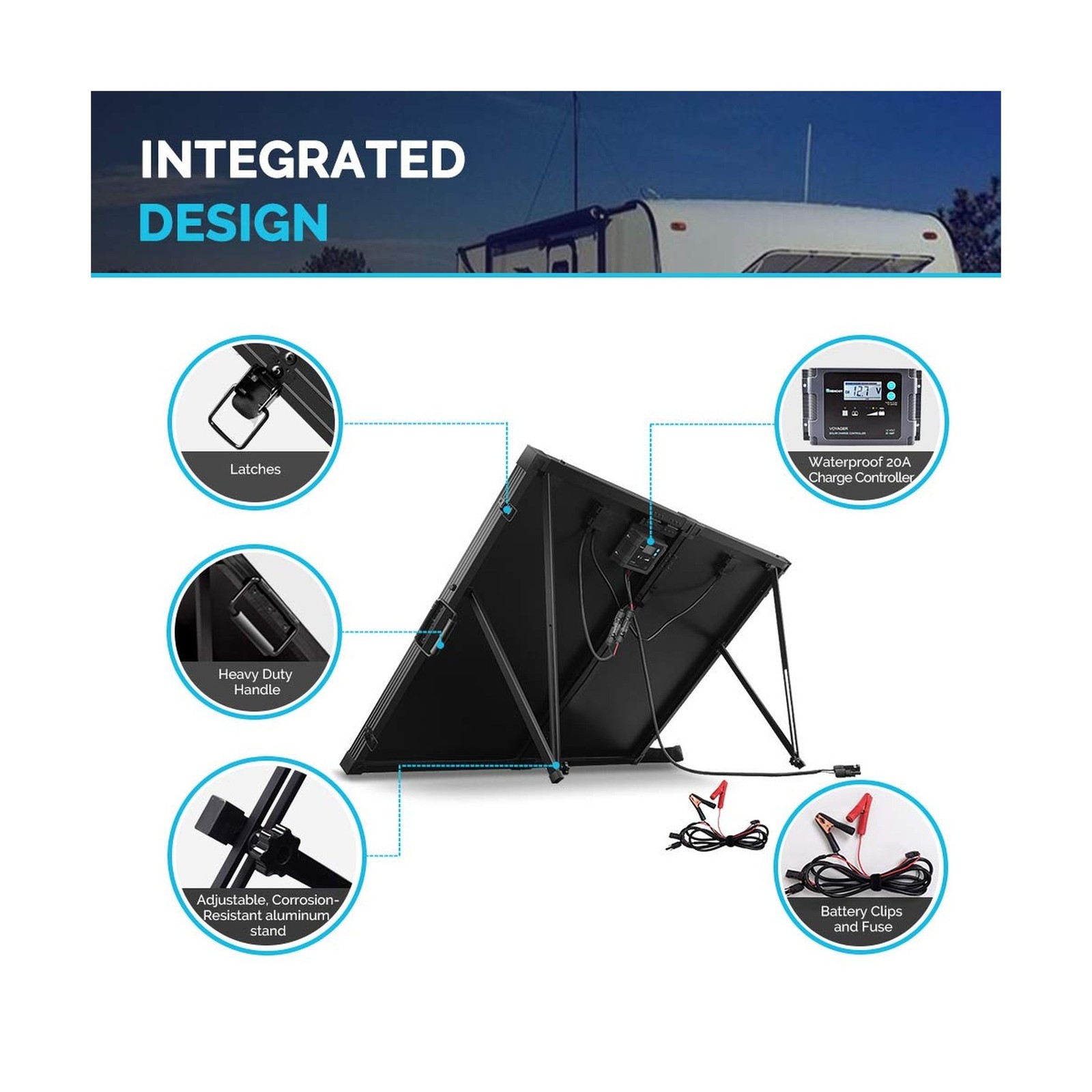Renogy 200W 12V Portable Solar Panels Suitcase with Waterproof 20A Charge Con…