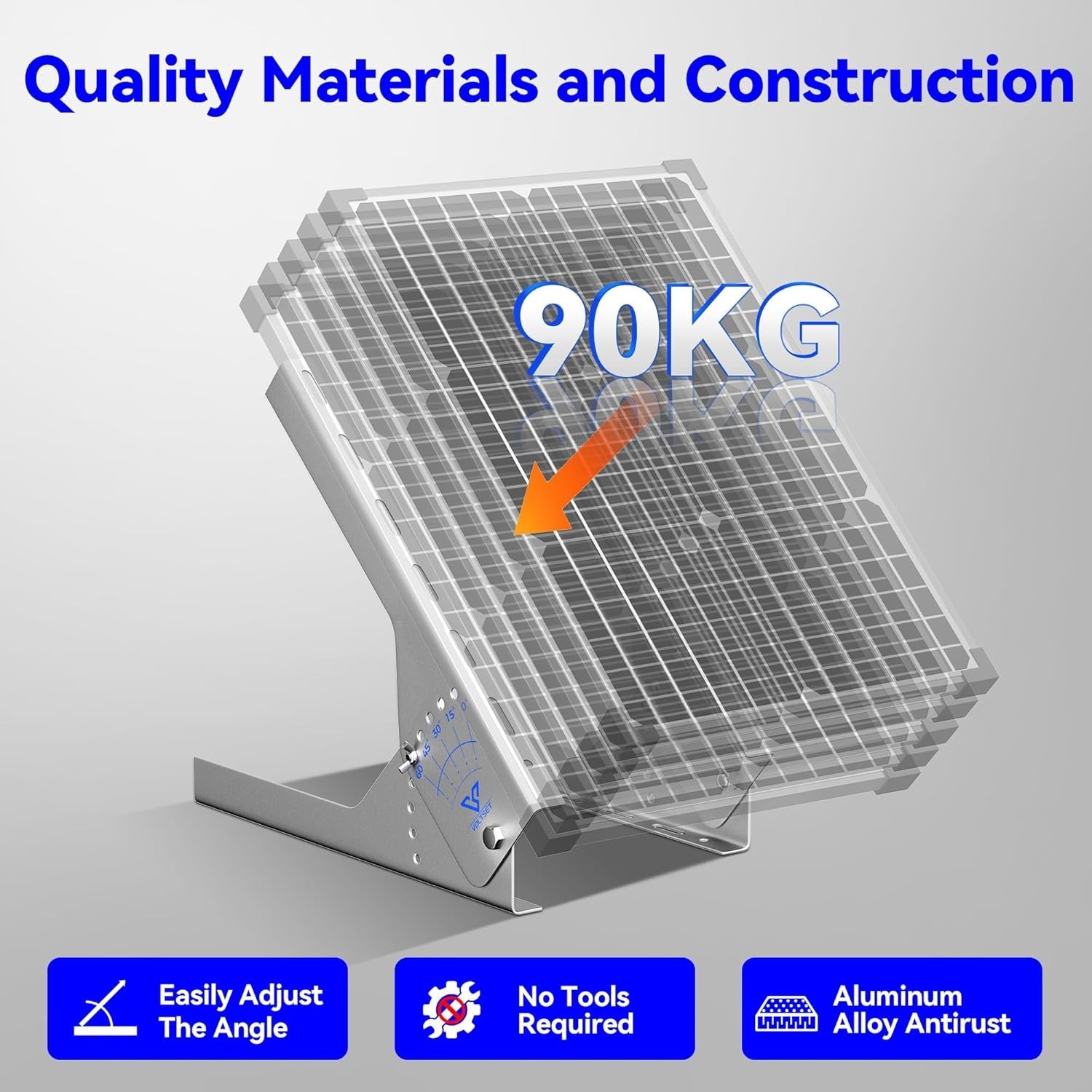 13.8in Adjustable Solar Panel Mount Stand 0-60°Tilt Bracket | Stainless Steel…