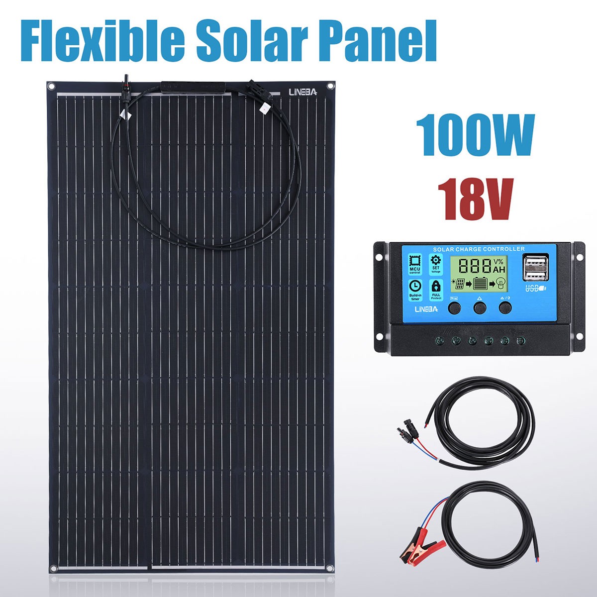 400W Solar Panel Kit & 30A Controller 12V Battery Charger Off-Grid Car Boat lot