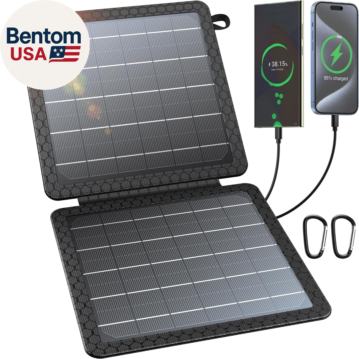 10W Portable Solar Charger(5V/2A Max), Small Foldable Solar Panel with USB-C USB