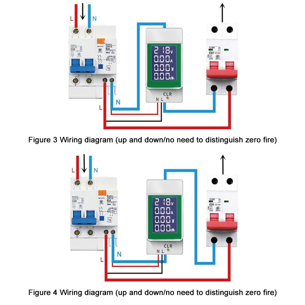 High Contrast Digital Voltmeter AC 50V300V for Easy Reading on Din Rail