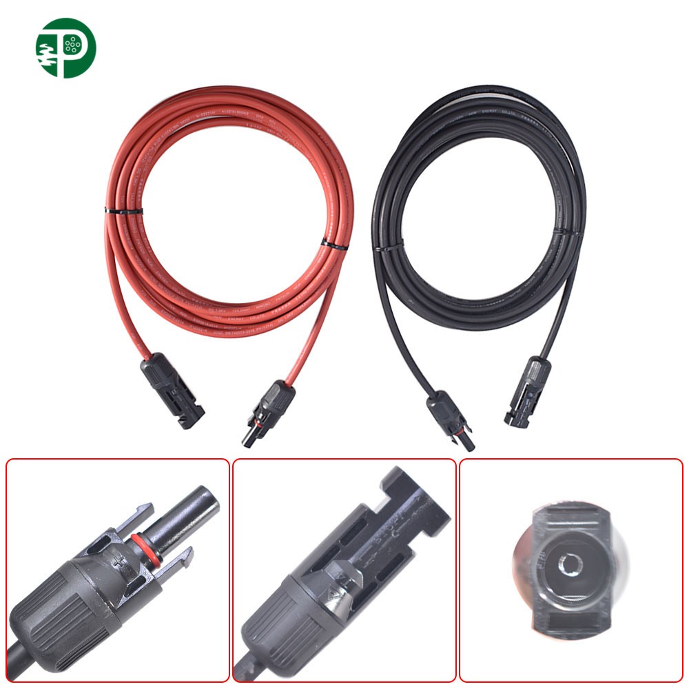 12 AWG 15 FT Black and Red Solar Panel Extension Tinned Cable Wire Connector