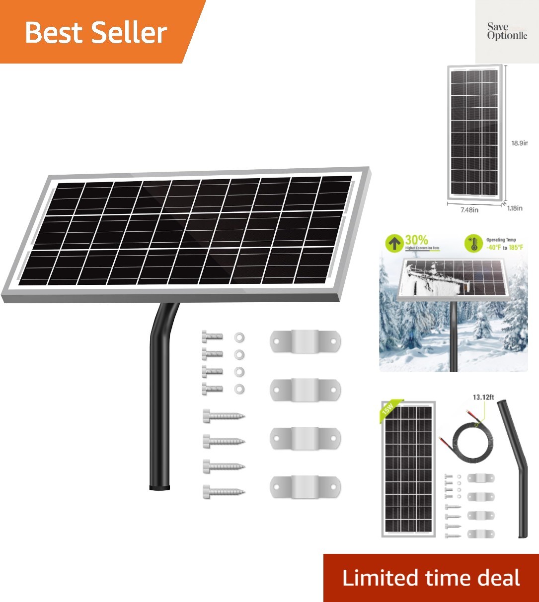 15W 12V 10BB Solar Panel Automatic Gate Openers, Compatible with Mighty Mule,…