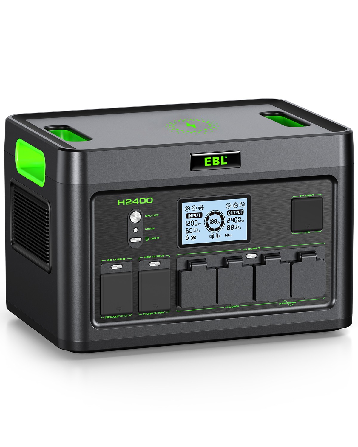 2400W 1843.2Wh LiFePO4 Portable Power Station Solar Generator Camping RV Backup