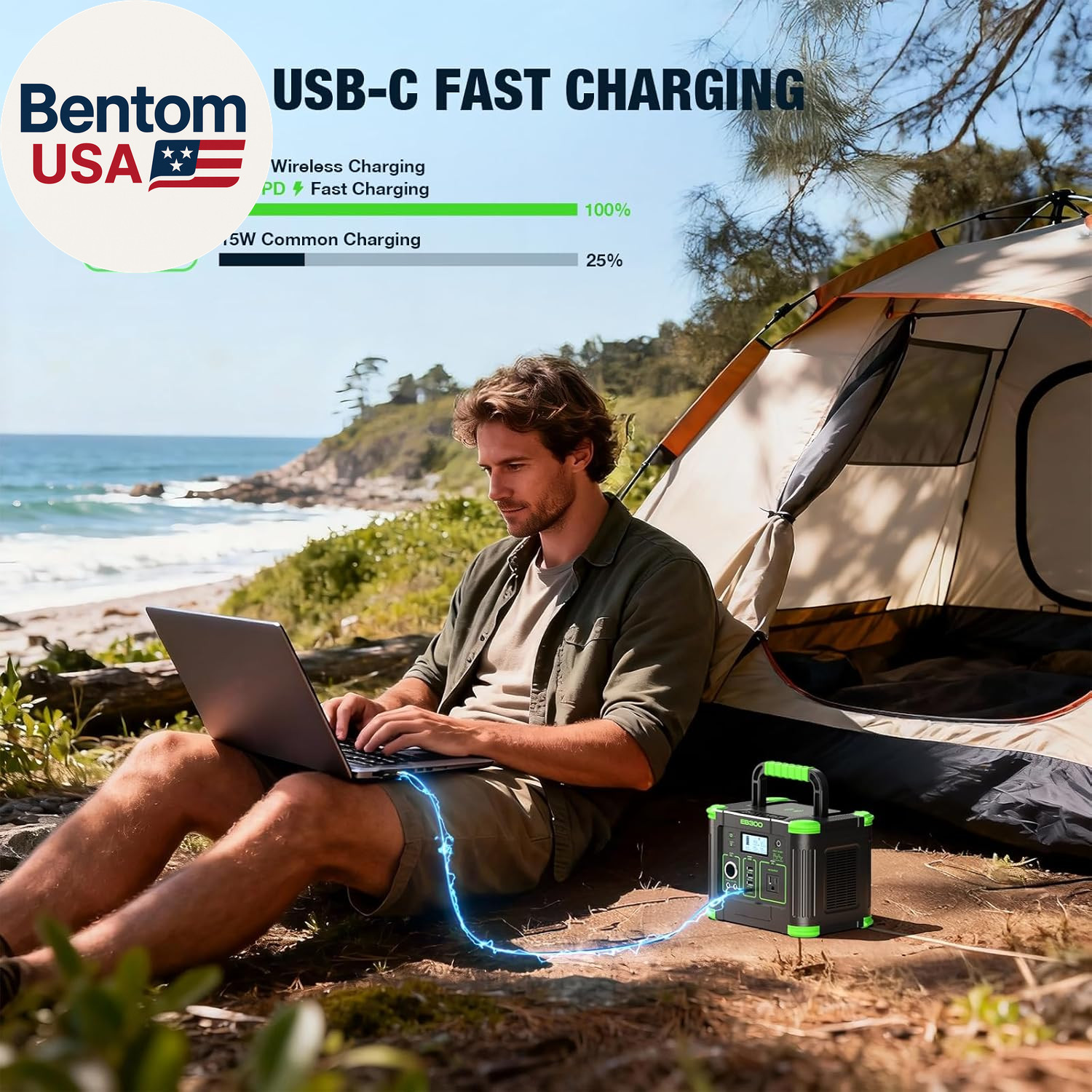 Portable Power Station 300W, 288Wh Solar Generator with 60W USB-C PD Output, 11