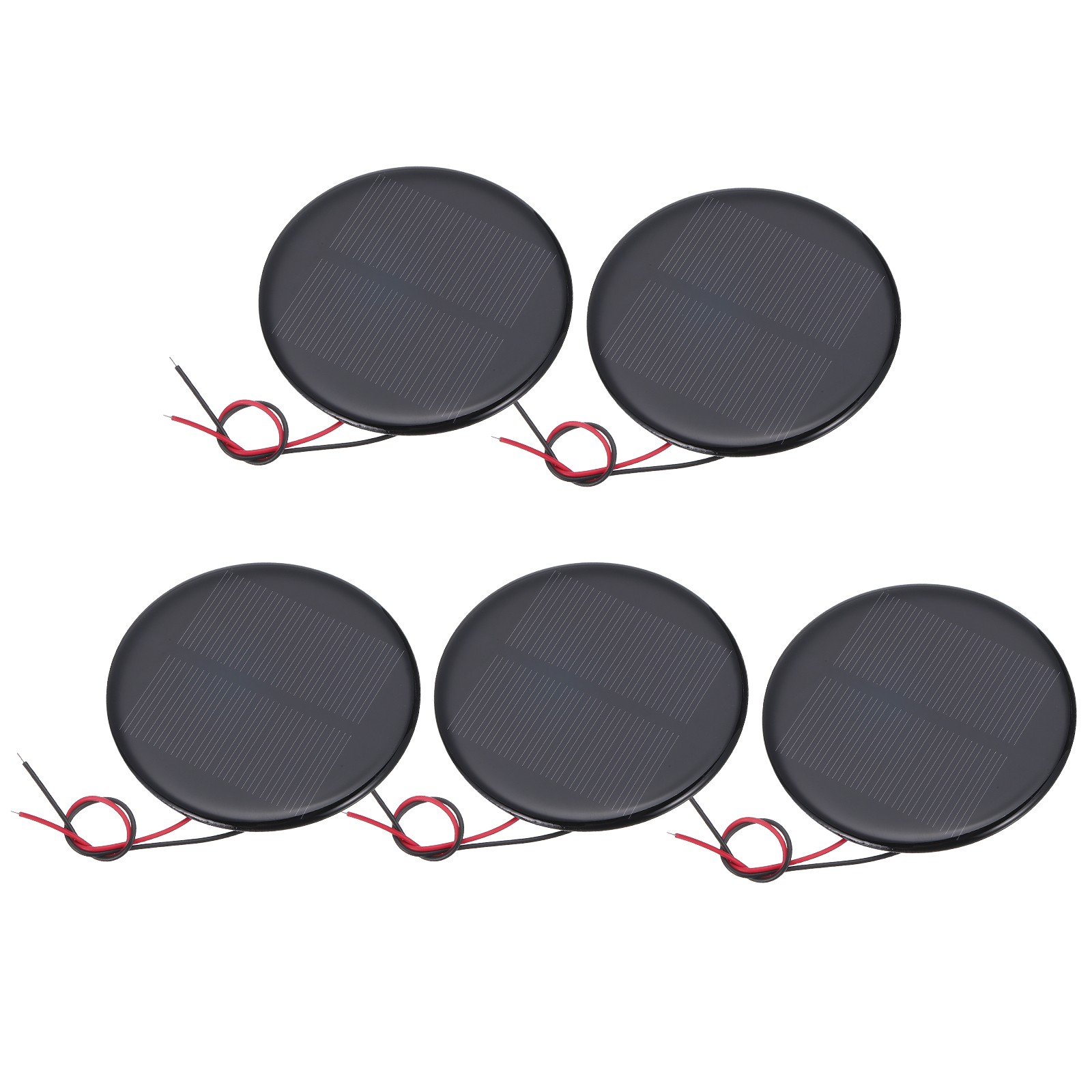 5 Pcs 4V 0.52W 130mA Mini Solar Panels with 2 Cable, 73mm Dia
