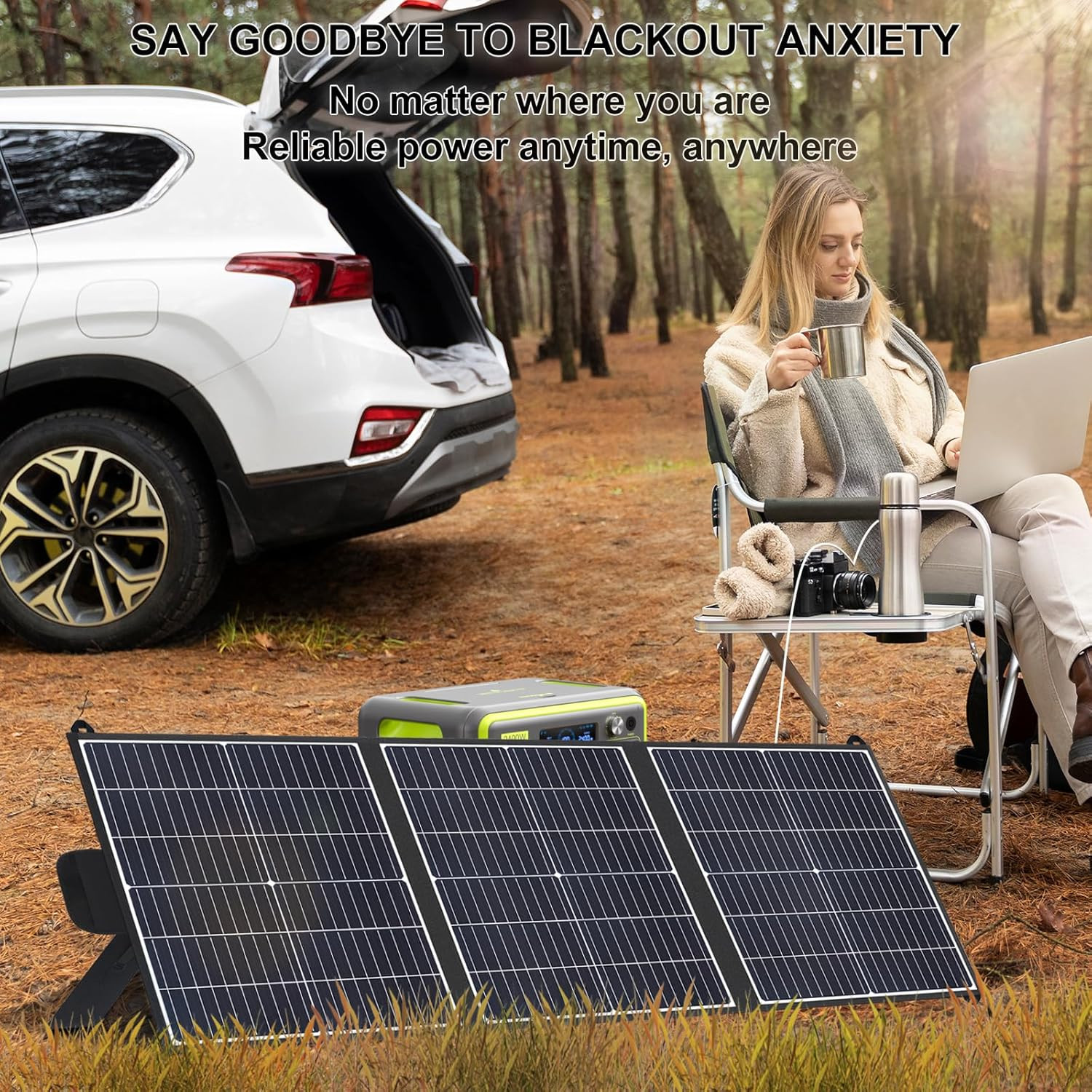 100W Portable Solar Panel, 20V Foldable Solar Charger with USB-A QC3.0 & Type-C