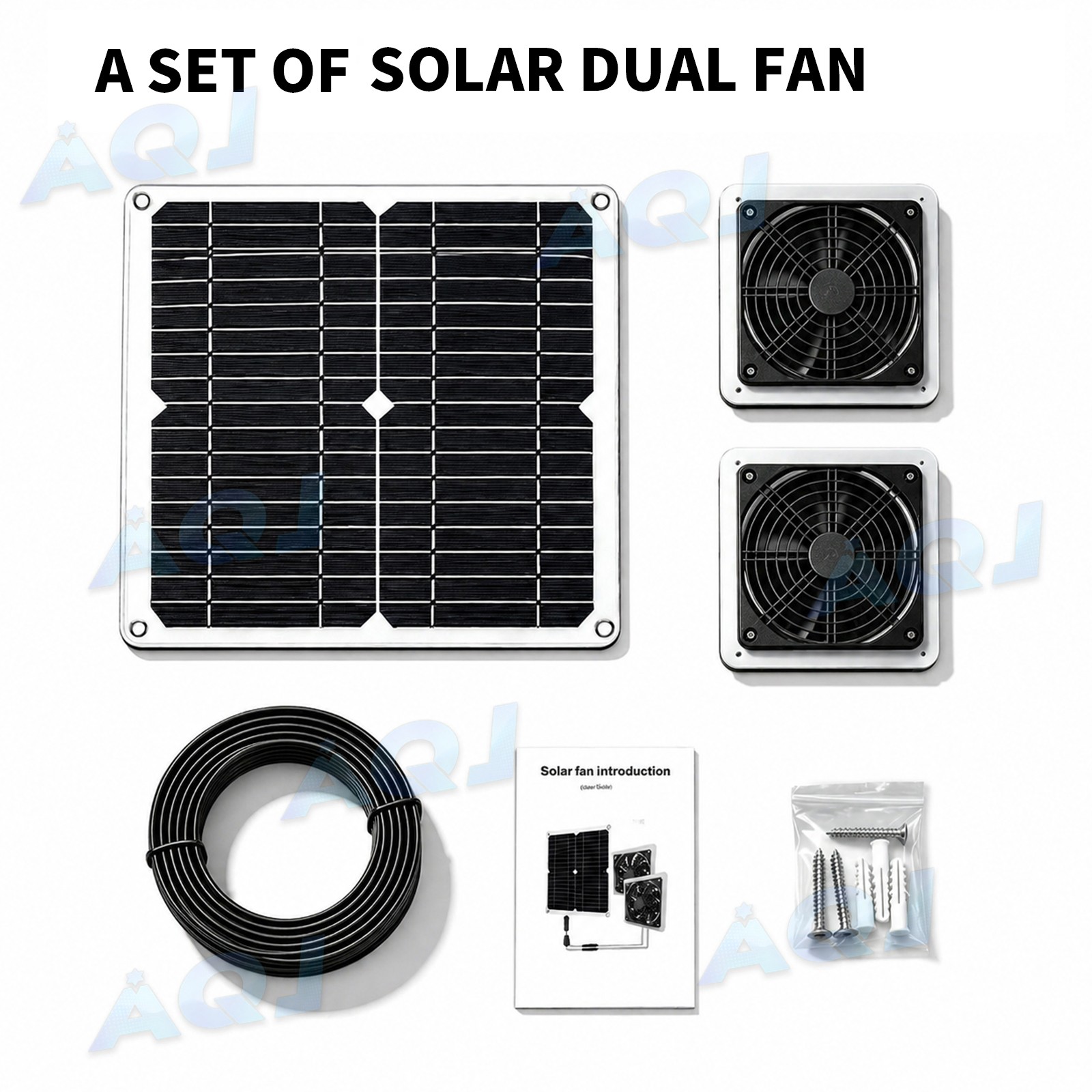 3200RPM 30W Solar Powered Fan with Dual IP57 Waterproof Fans Size 28cm*28cm