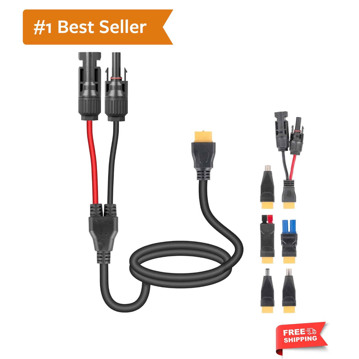 6-in-1 Solar Panel Connector Cable Kit, 14AWG Heavy-Duty Weatherproof Extensi…