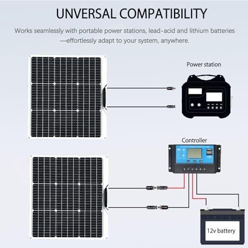 Flexible Solar Panel 50W 12V Monocrystalline Module Fiberglass 50-1 watts