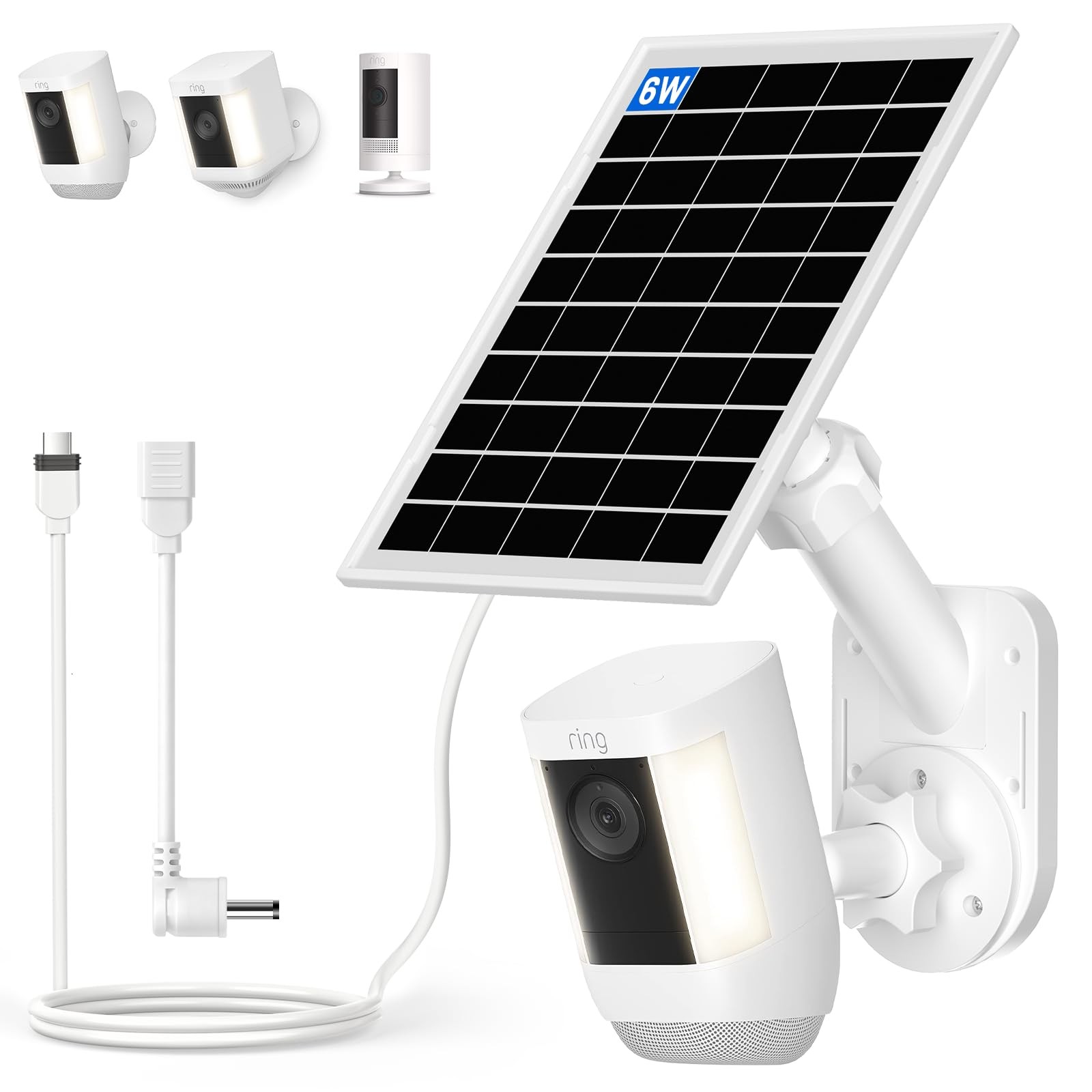 Solar Panel and 2-in-1 Wall Mount for Ring Cam, 6W Solar Charger Compatible w…