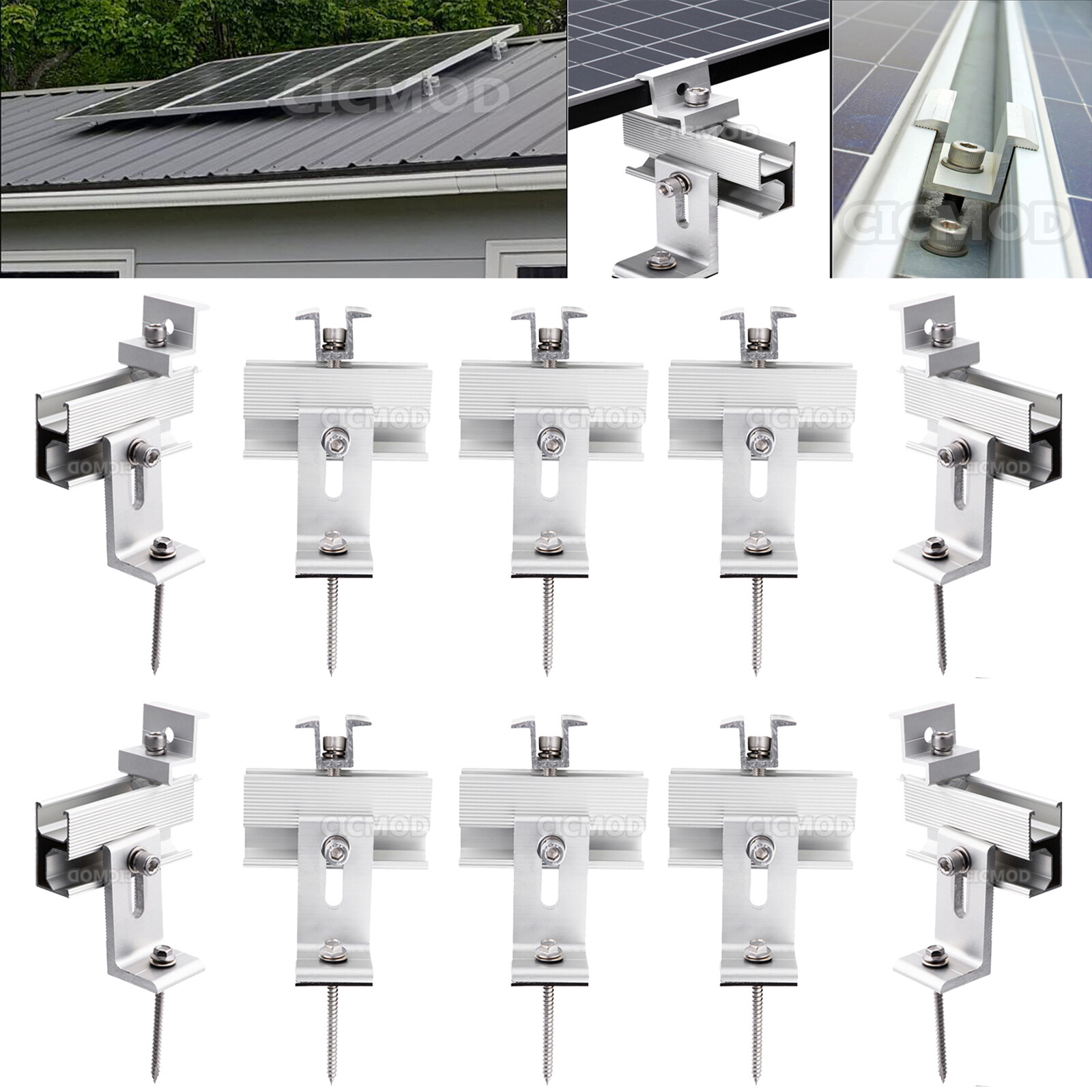 Solar Panel Roof Mount Bracket Fixing Clamp Kit for 1-4Pcs Solar Panels Mounting