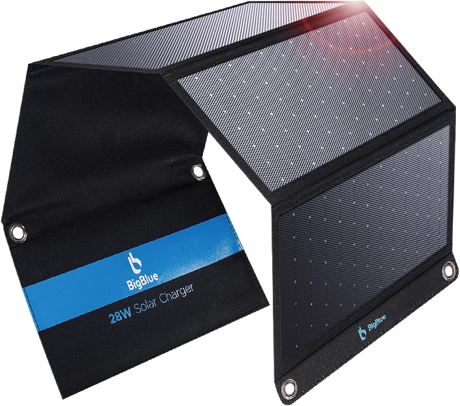 Bigblue 28W Solar Panel Charger with Dual USB-C and USB-A, Portable Solar Phone