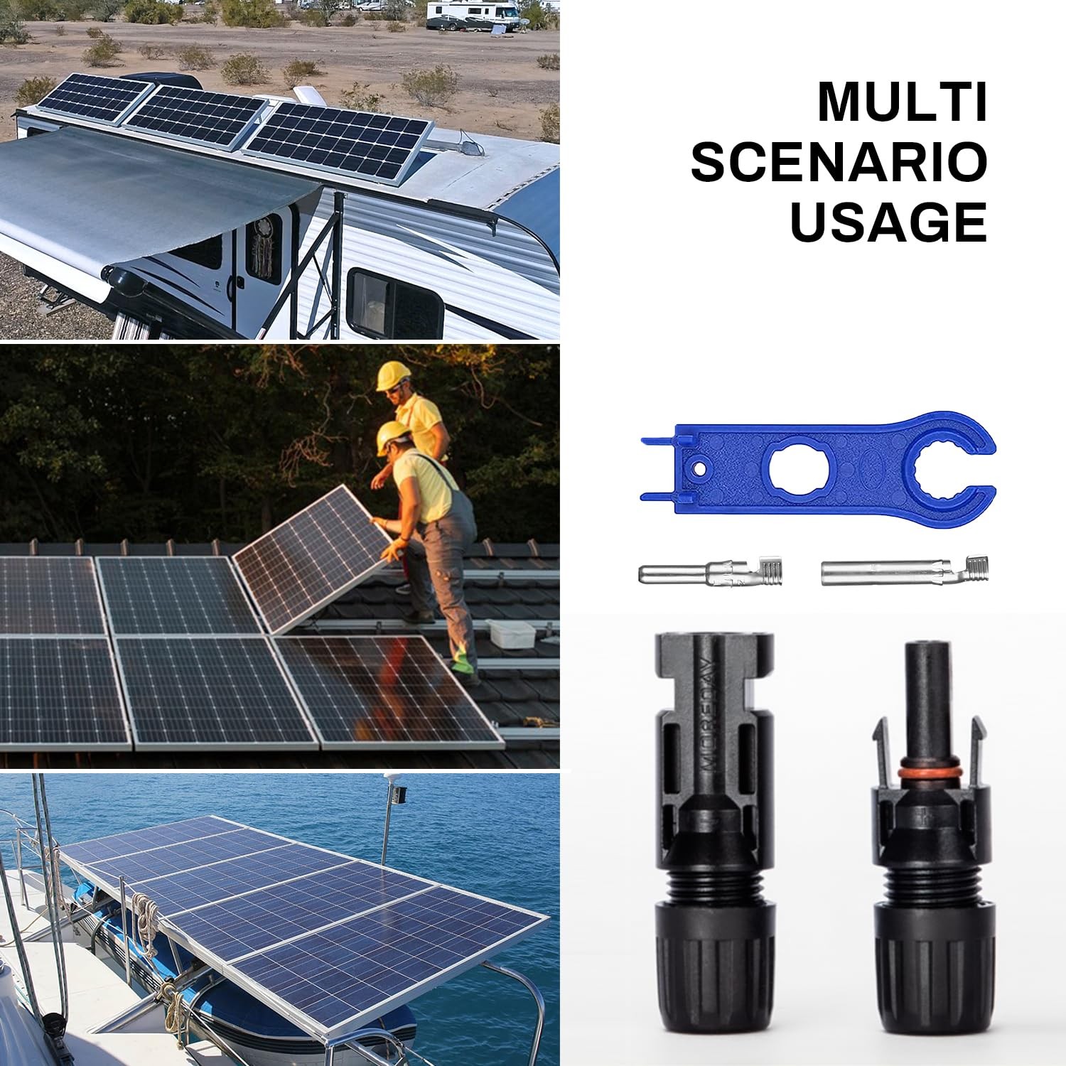 12 PCS Solar Panel Connectors 6/12/22/32/50 Pairs Options 6 Pairs 10AWG 12AWG…