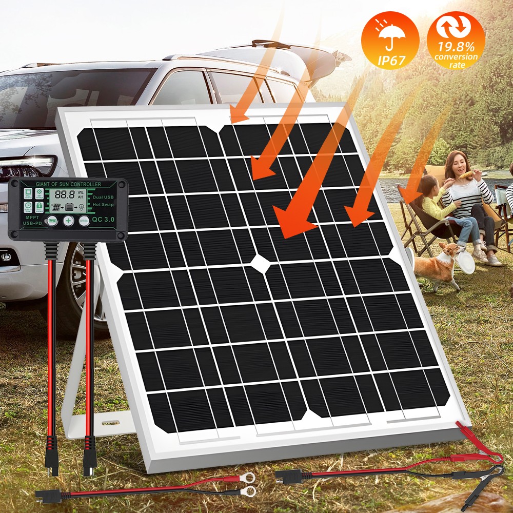 12V Trickle 30W Solar Panel Charger Battery Charger Kit Maintainer Car RV Boat
