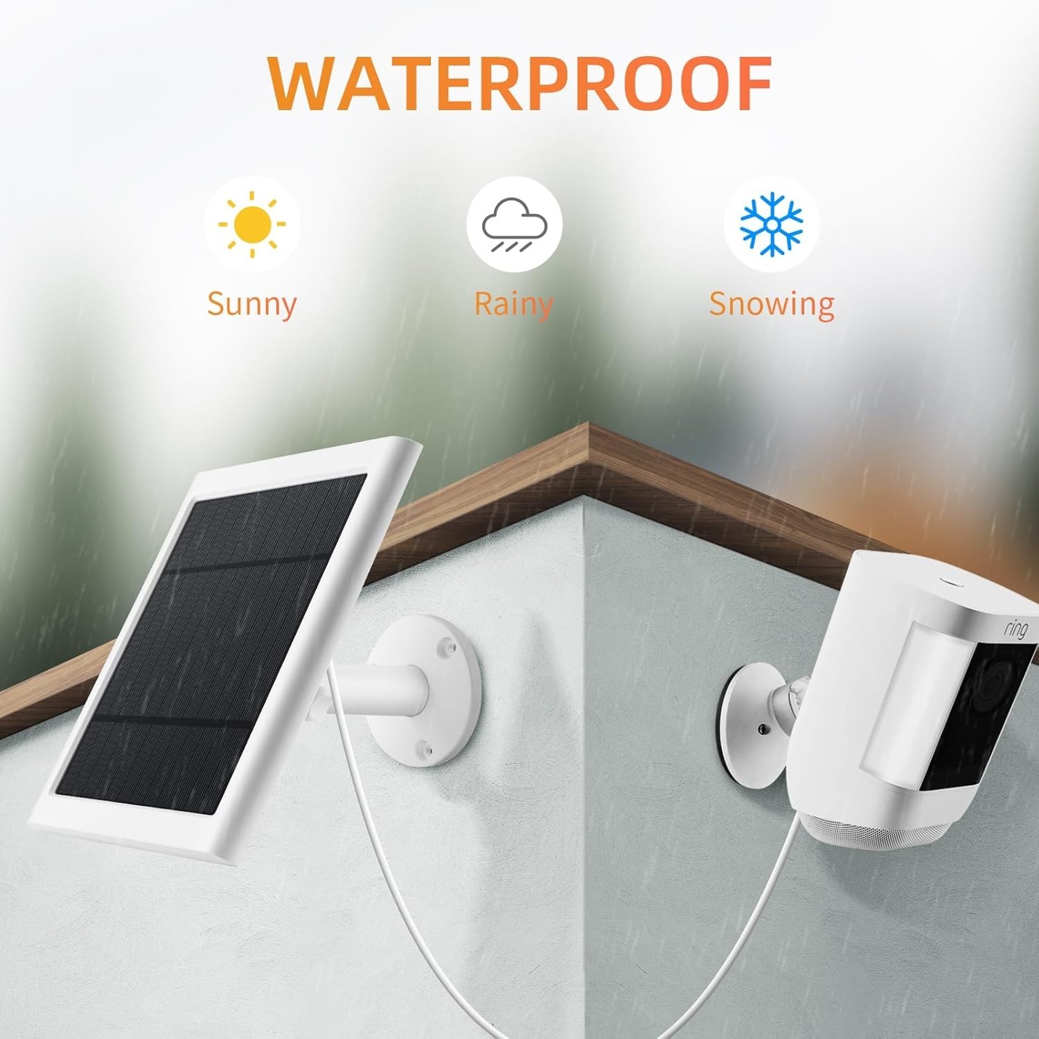 2 Pack Solar Panels for Ring Cameras – Waterproof & 360-Degree Rotatable Mount