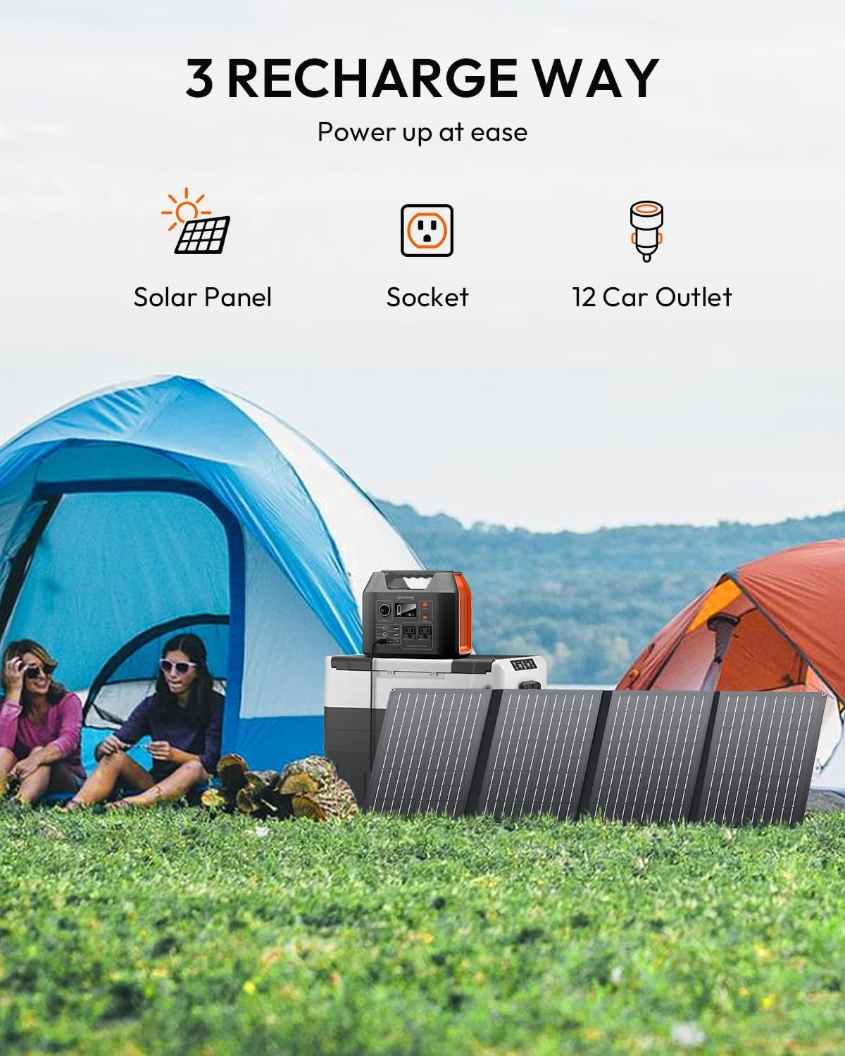 Solar Powered Generator, 300W Portable Power Station with Solar Panel 40W Includ