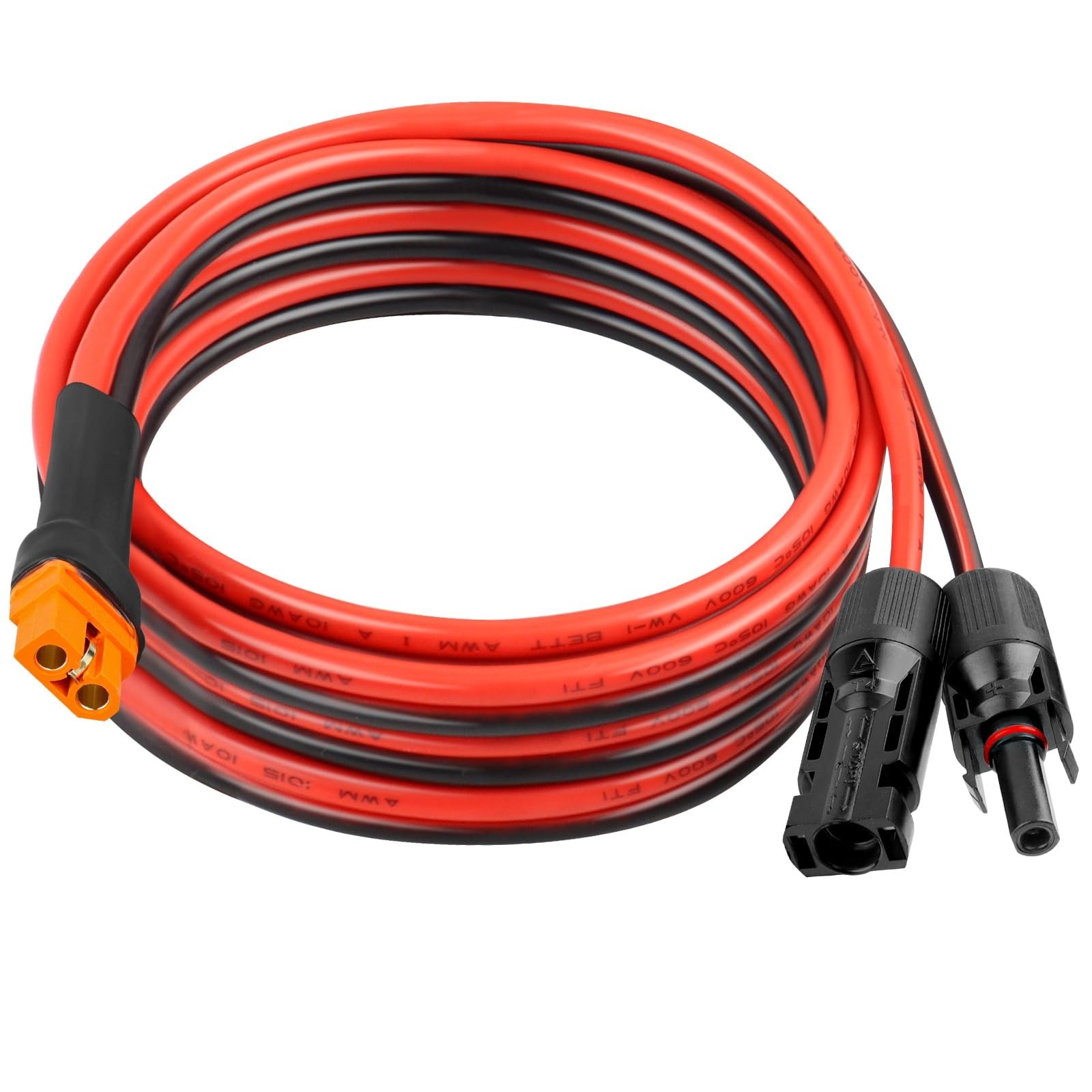 12FT XT60i Solar Panel Adapter Cable – 10AWG Tinned Copper Wire, PVC Jacket, Ext