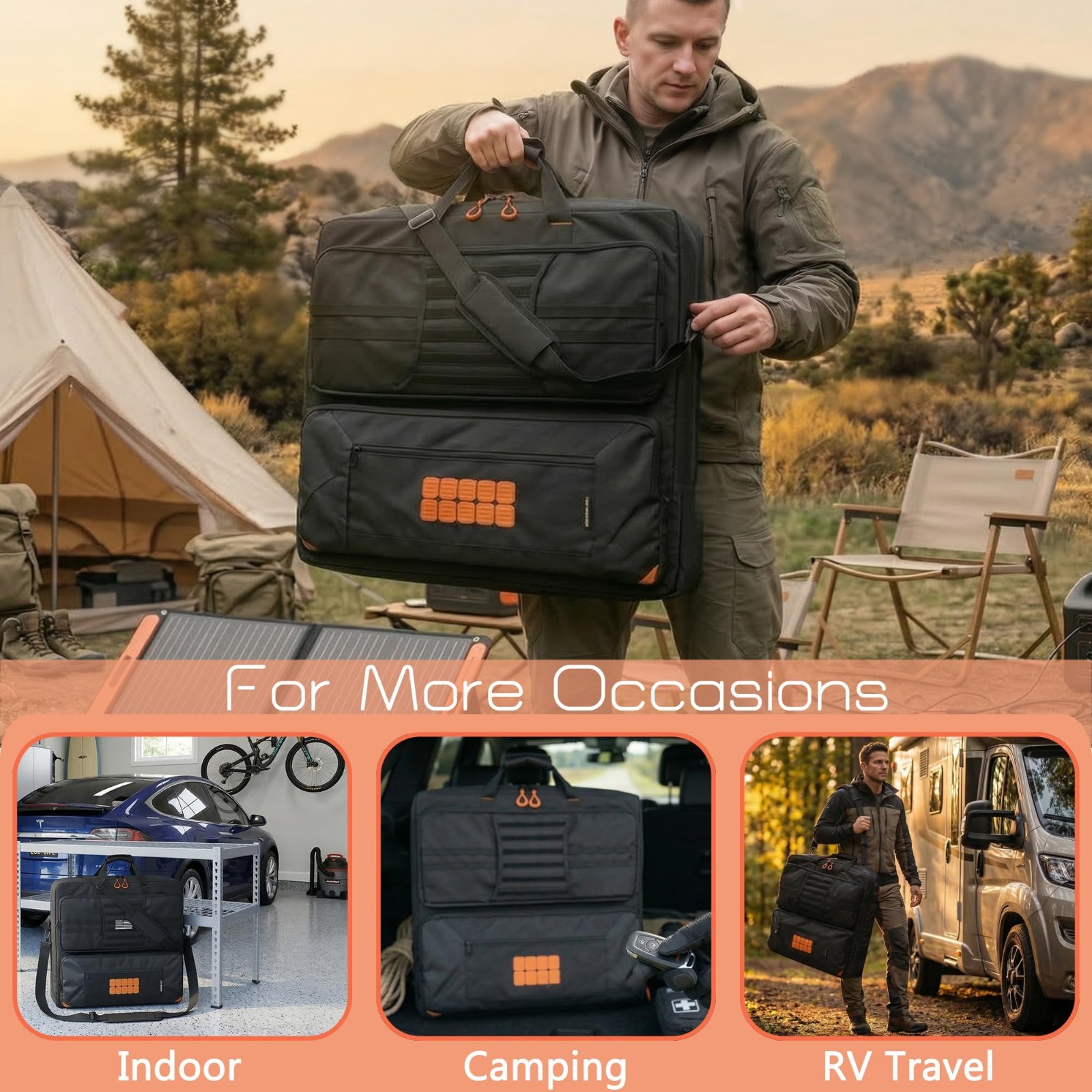 Solar Panel Carrying Bag for 2 Panels, Water-Resistant Storage, 4-in-1 Kit, Prec