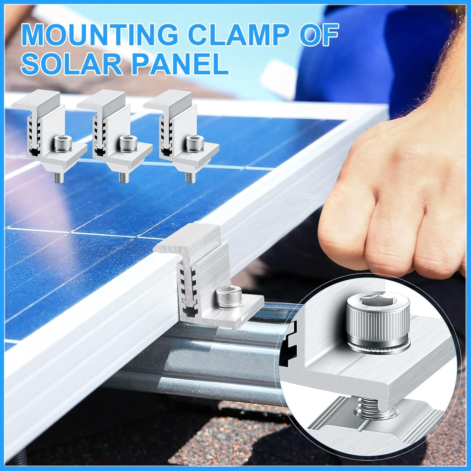Durable Adjustable End Clamps for Solar Panels – 10-Pack, Lightweight Design