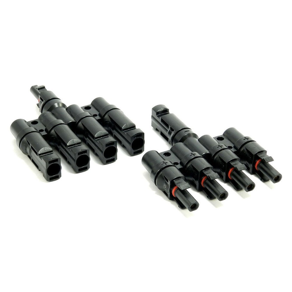 1 Pair Solar Panels Cable 4 To 1 T Branch Connector Fuse Holder Splitter-Coupler