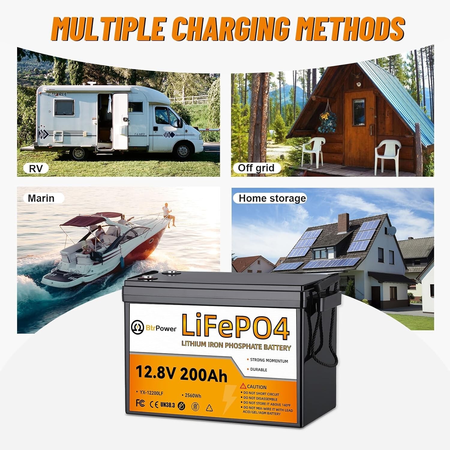 12.8V 200Ah Lithium Battery 200A BMS LifePO4 Deep Cycle Solar Marine Solar RV
