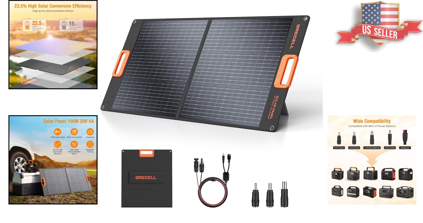 Foldable 100W Solar Charger – Efficient Energy for Your Outdoor Adventures